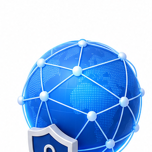 3D network globe with a security shield
