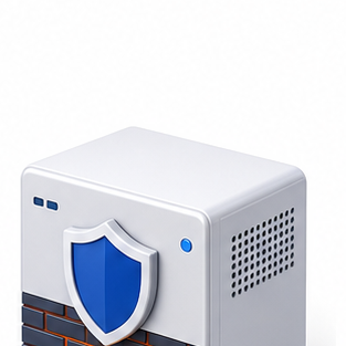3D firewall appliance with a blue shield
